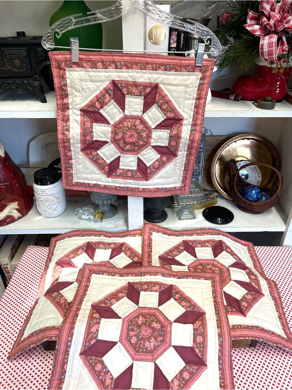 Quilted placemats country quilt grandma core pink